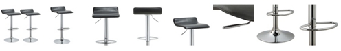 Ac Pacific Contoured Hydraulic Lift Chrome Base Bar Stool with Footrest, Set of 2